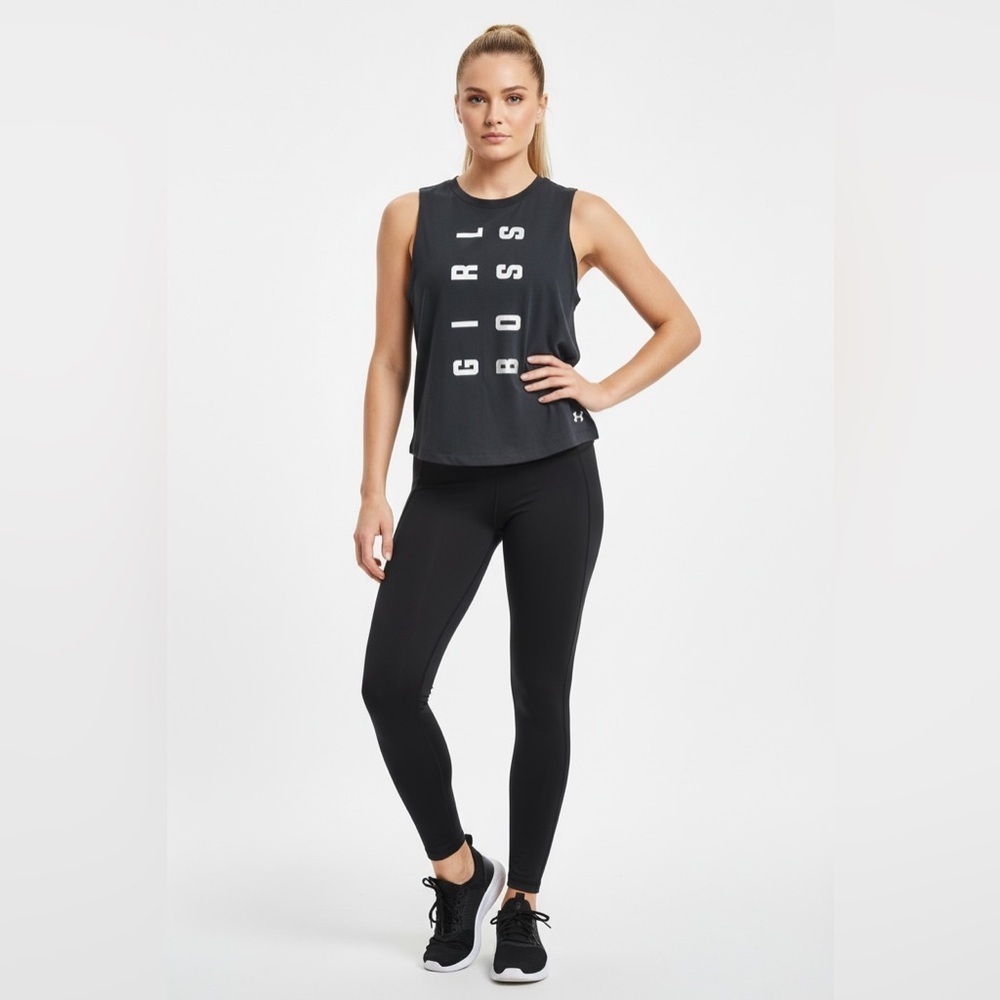 Under Armour HeatGear Charcoal Gray Loose Fit Workout Tank Women’s Small
